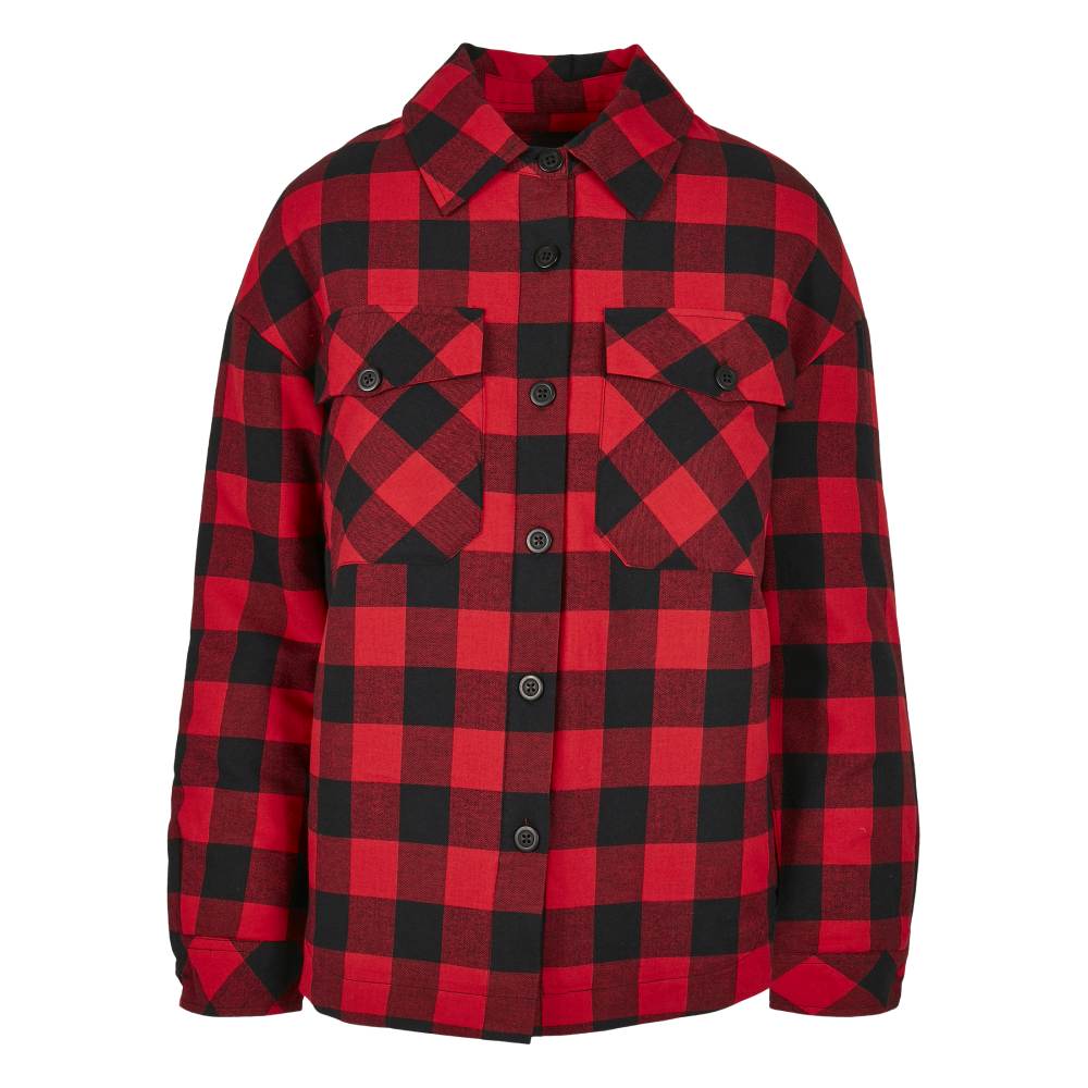 Urban Classics - Flanell Padded Blouse - Zwart/Rood
